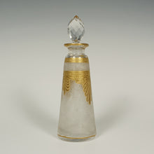 Load image into Gallery viewer, Antique French Saint Louis Acid Etched Glass Perfume Bottle, Empire Nelly Pattern, Gold Gilt Accents