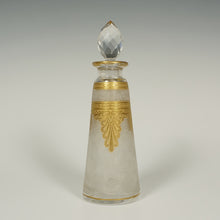 Load image into Gallery viewer, Antique French Saint Louis Acid Etched Glass Perfume Bottle, Empire Nelly Pattern, Gold Gilt Accents