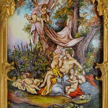 Load image into Gallery viewer, Antique Viennese Enamel on Copper, Gilt Bronze, Tryptic Screen Miniature Doll 17"