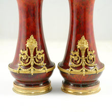Load image into Gallery viewer, Pair Antique French Optat Milet Sevres Ceramic Vases Ox Blood Sang de Bœuf Red Flambe