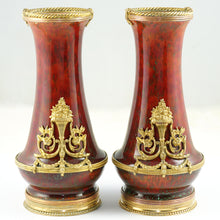 Load image into Gallery viewer, Pair Antique French Optat Milet Sevres Ceramic Vases Ox Blood Sang de Bœuf Red Flambe