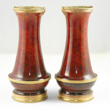Load image into Gallery viewer, Pair Antique French Optat Milet Sevres Ceramic Vases Ox Blood Sang de Bœuf Red Flambe