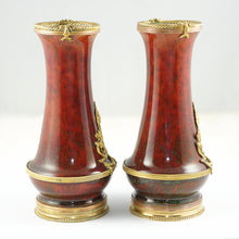 Load image into Gallery viewer, Pair Antique French Optat Milet Sevres Ceramic Vases Ox Blood Sang de Bœuf Red Flambe