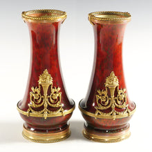 Load image into Gallery viewer, Pair Antique French Optat Milet Sevres Ceramic Vases Ox Blood Sang de Bœuf Red Flambe