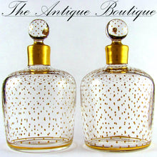 Load image into Gallery viewer, PAIR Antique French Paris Crystal & Gilt Painted Scent, Perfume Bottles SIGNED