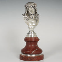 Load image into Gallery viewer, Antique French Wax Seal Silvered Bronze Desk Stamp Jesus Christ Statue Bust Signed Jean-Baptiste Germain, Red Marble Stand