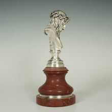 Load image into Gallery viewer, Antique French Wax Seal Silvered Bronze Desk Stamp Jesus Christ Statue Bust Signed Jean-Baptiste Germain, Red Marble Stand