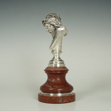 Load image into Gallery viewer, Antique French Wax Seal Silvered Bronze Desk Stamp Jesus Christ Statue Bust Signed Jean-Baptiste Germain, Red Marble Stand