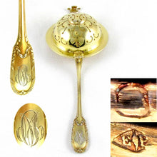 Load image into Gallery viewer, Antique French PUIFORCAT Neoclassical Sterling Silver Gilt Vermeil Tea Strainer