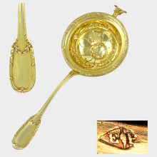 Load image into Gallery viewer, Antique French PUIFORCAT Neoclassical Sterling Silver Gilt Vermeil Tea Strainer