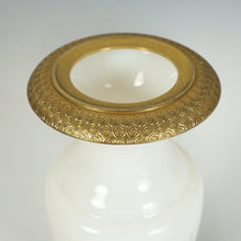 Load image into Gallery viewer, Pair Antique Charles X French Bulle de Savon Opaline Glass Vases Gilt Bronze Ormolu Mounts