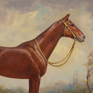 German Equestrian Portrait of a Horse Oil on Canvas Painting by Krämer-Braun (1913-1983)