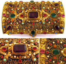Load image into Gallery viewer, Antique Austrian Jeweled Encrusted Gilt Ormolu Jewelry Box
