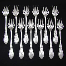 Load image into Gallery viewer, Antique French Sterling Silver 24pc Flatware Set Art Nouveau Pierced Fork &amp; Knife Fish Service
