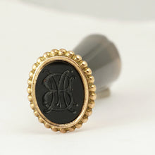 Load image into Gallery viewer, Antique French 18K Gold Wax Seal Desk Stamp Carved Smoky Topaz Handle
