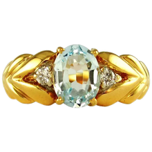 Load image into Gallery viewer, 14K Gold Ring Blue Topaz &amp; Diamond
