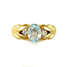 Load image into Gallery viewer, 14K Gold Ring Blue Topaz &amp; Diamond
