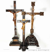 Load image into Gallery viewer, Antique Black Forest Carved Wood Crucifix Corpus Christi Jesus Christ Religious Hand Carved Altar Piece
