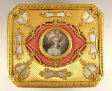 Load image into Gallery viewer, Massive Antique French Miniature Portrait &amp; Guilloche Enamel Gilt Bronze Jewelry Casket
