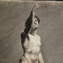 Load image into Gallery viewer, Antique French Academic Study Male Portrait Charcoal Life Drawing
