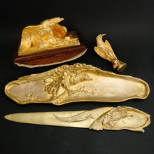 Load image into Gallery viewer, Art Nouveau French Gilt Bronze Desk Set by Albert Marionnet, Eagles
