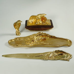 Art Nouveau French Gilt Bronze Desk Set by Albert Marionnet, Eagles