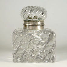 Load image into Gallery viewer, Large Antique French Baccarat Crystal Inkwell Bambous Swirl
