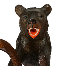 Load image into Gallery viewer, Swiss Black Forest Carved Wood Bear Table Lamp
