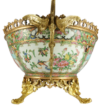 Load image into Gallery viewer, 19th Century Chinese Canton Porcelain Famille Rose Medallion Bowl French Gilt Bronze Mounts
