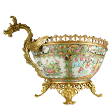 Load image into Gallery viewer, 19th Century Chinese Canton Porcelain Famille Rose Medallion Bowl French Gilt Bronze Mounts
