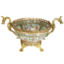 Load image into Gallery viewer, 19th Century Chinese Canton Porcelain Famille Rose Medallion Bowl French Gilt Bronze Mounts
