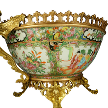 Load image into Gallery viewer, 19th Century Chinese Canton Porcelain Famille Rose Medallion Bowl French Gilt Bronze Mounts
