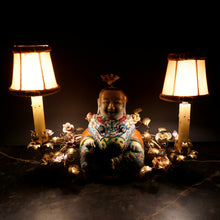 Load image into Gallery viewer, French Chinoiserie Porcelain Gilt Bronze Table Lamp Famille Rose Buddha

