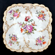 Load image into Gallery viewer, Antique French Sterling Silver &amp; Continental Porcelain Bowl Hand Painted Flowers Gilt Scalloped Rim
