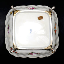 Load image into Gallery viewer, Antique French Sterling Silver &amp; Continental Porcelain Bowl Hand Painted Flowers Gilt Scalloped Rim
