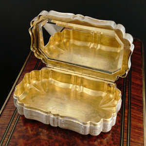 Antique French Silver Compact Mirror Powder Box, Case