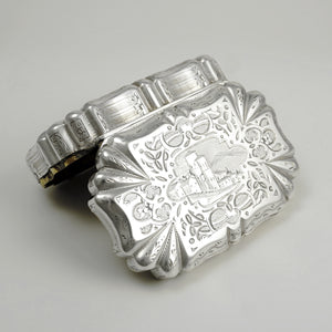 Antique French Silver Compact Mirror Powder Box, Case