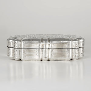 Antique French Silver Compact Mirror Powder Box, Case