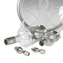 Load image into Gallery viewer, Antique French Sterling Silver &amp; Glass Liquor Service, Empire Swans Motifs | Decanter Set, Tray &amp; Tumbler Cup
