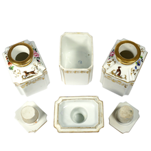 Load image into Gallery viewer, Antique French Rosewood Tea Caddy Box, Hand Painted Paris Porcelain Bottles
