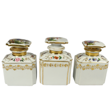 Load image into Gallery viewer, Antique French Rosewood Tea Caddy Box, Hand Painted Paris Porcelain Bottles
