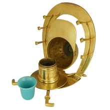Load image into Gallery viewer, Antique English Brass Inkwell Desk Stand Jockey Cap Equestrian Horse Racing
