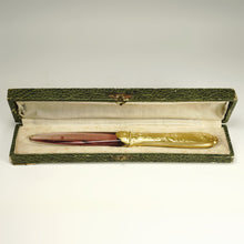 Load image into Gallery viewer, Antique French Letter Opener, Purple Glass, Ormolu Handle

