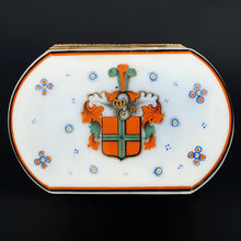 Load image into Gallery viewer, Antique Bohemian Opaline Glass Box Armorial Hand Painted Coat of Arms
