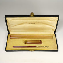 Load image into Gallery viewer, Art Deco French Writing Desk Set, Purple Glass, Wax Seal, Dip Pen
