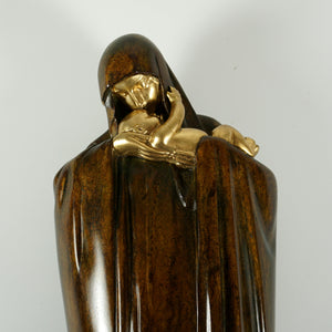 French Art Deco Bronze Sculpture Lucienne Heuvelmans Madonna & Baby Jesus