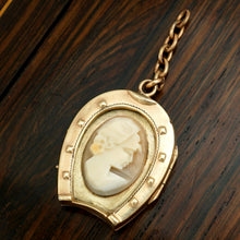Load image into Gallery viewer, Vintage Carved Cameo Horseshoe Locket Pendant Fob
