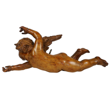 Load image into Gallery viewer, Antique European Hand Carved Wood Flying Cherub Putto Angel Architectural Salvage
