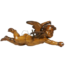 Load image into Gallery viewer, Antique European Hand Carved Wood Flying Cherub Putto Angel Architectural Salvage
