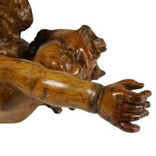 Load image into Gallery viewer, Antique European Hand Carved Wood Flying Cherub Putto Angel Architectural Salvage
